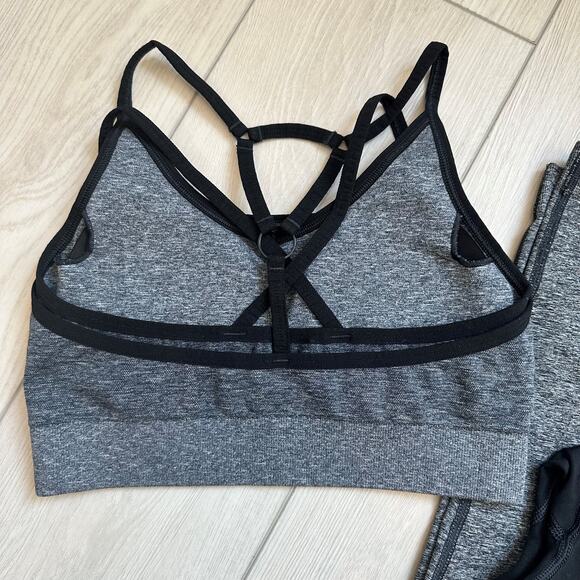 Gymshark Adapt black gray marl ombre sports bra leggings set XS Small - Picture 2 of 3